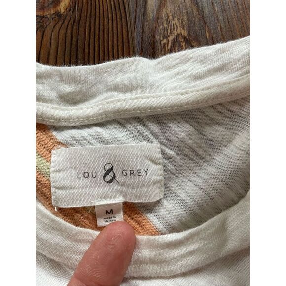 Lou & Grey Slub Knit Midi Dress Cream Stripe size medium - Picture 13 of 14